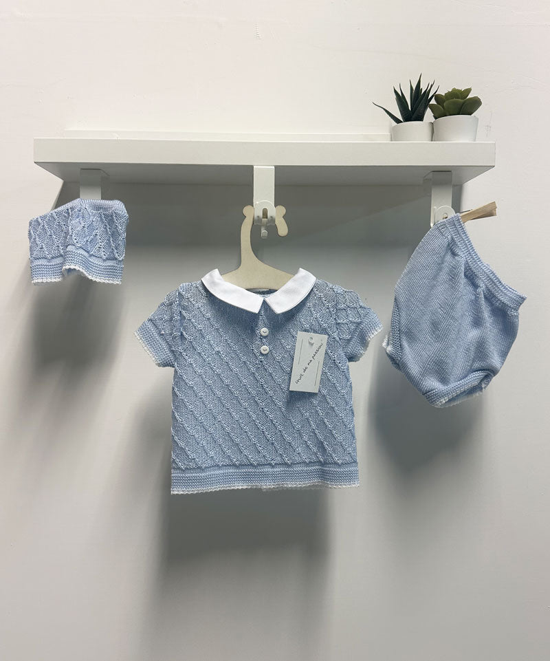 Completo Neonato Filo Polo celeste