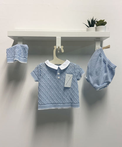 Completo Neonato Filo Polo celeste