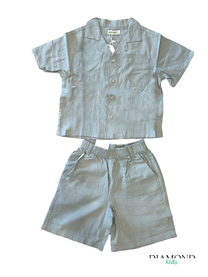 Completo Bambino Camicia Shorts verde