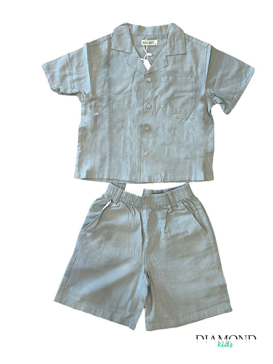 Completo Bambino Camicia Shorts verde