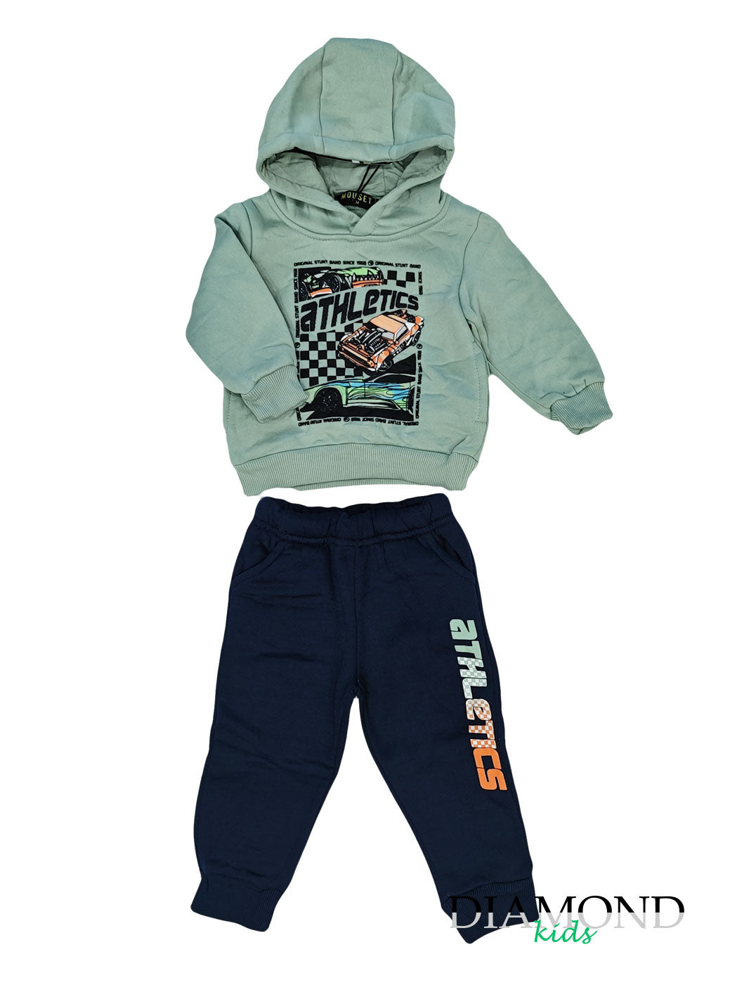 Completo Neonato Cars verde salvia