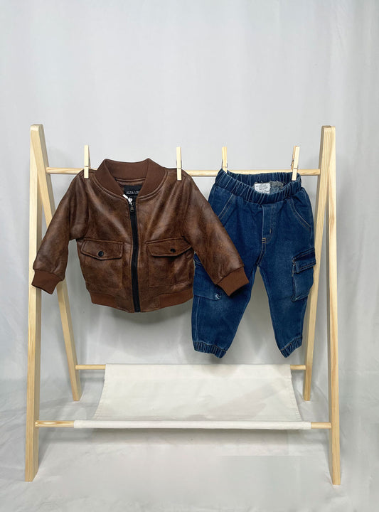 Completo Neonato Montone e jeans caldo