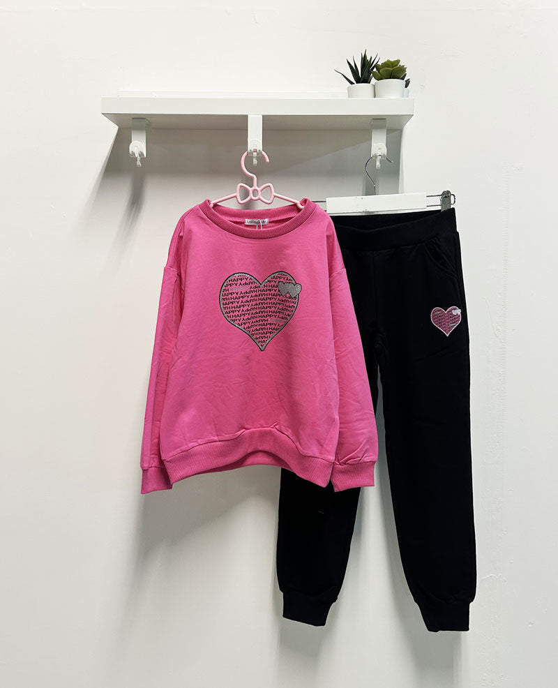 Completo Bambina Heart fucsia