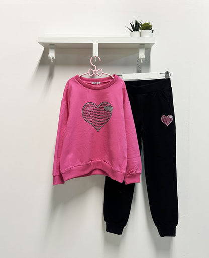 Completo Bambina Heart fucsia