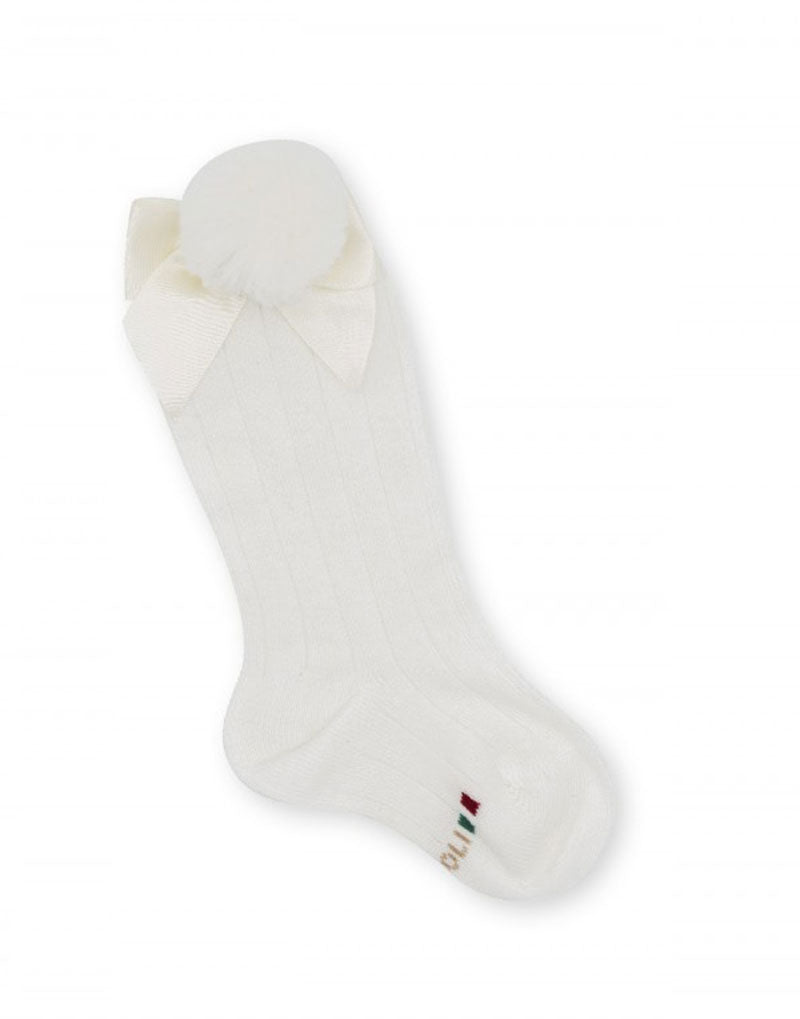 Baby Socks Cuddles White Ponpon 