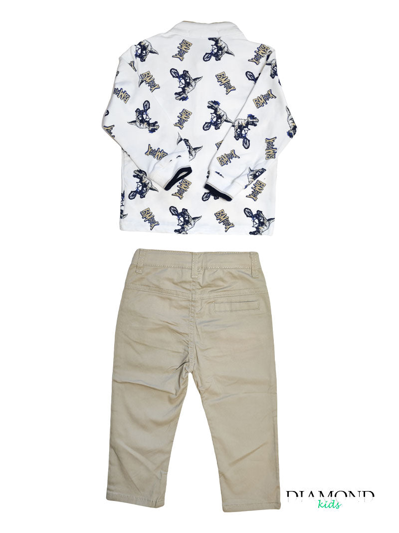 Completo Neonato Dino bianco beige