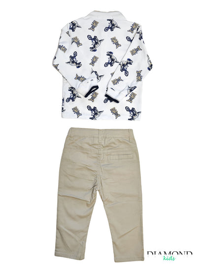 Completo Neonato Dino bianco beige