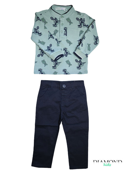 Completo Neonato Dino verde