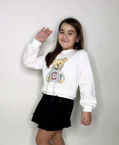 Felpa Bambina Orso bianca