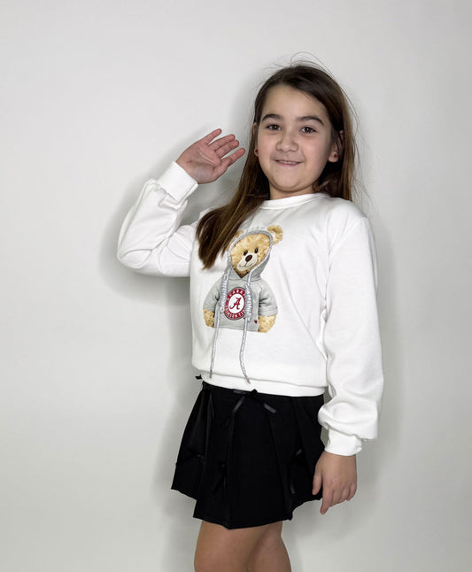 Felpa Bambina Orso bianca