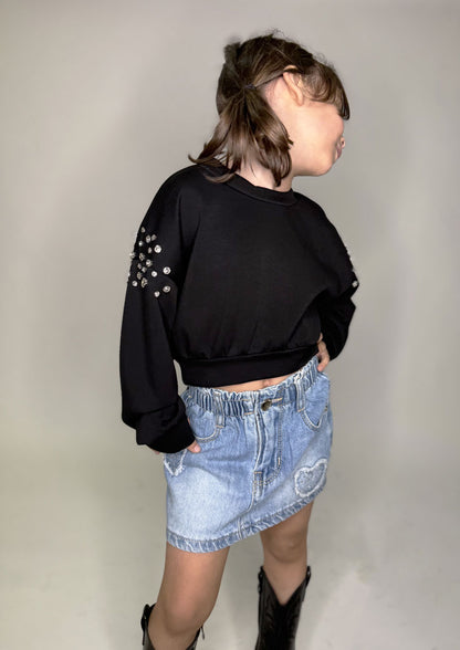 Felpa Neonata Brillanti nera crop