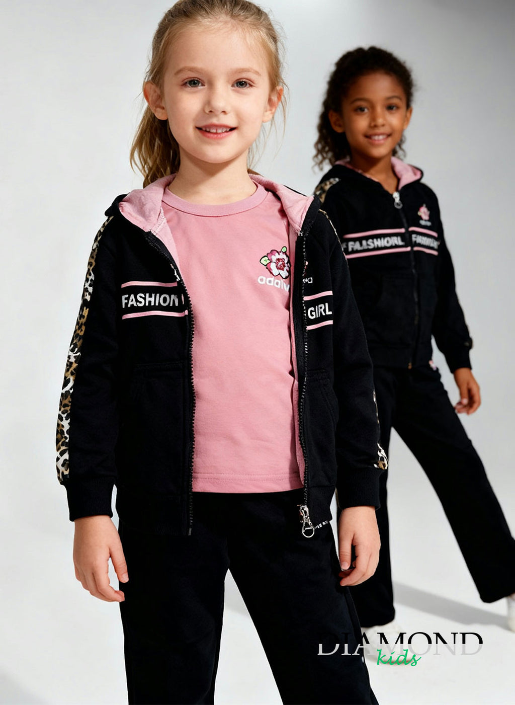 Completo Bambina Flower nero