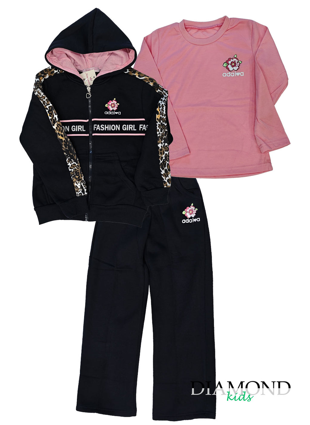 Completo Bambina Flower nero