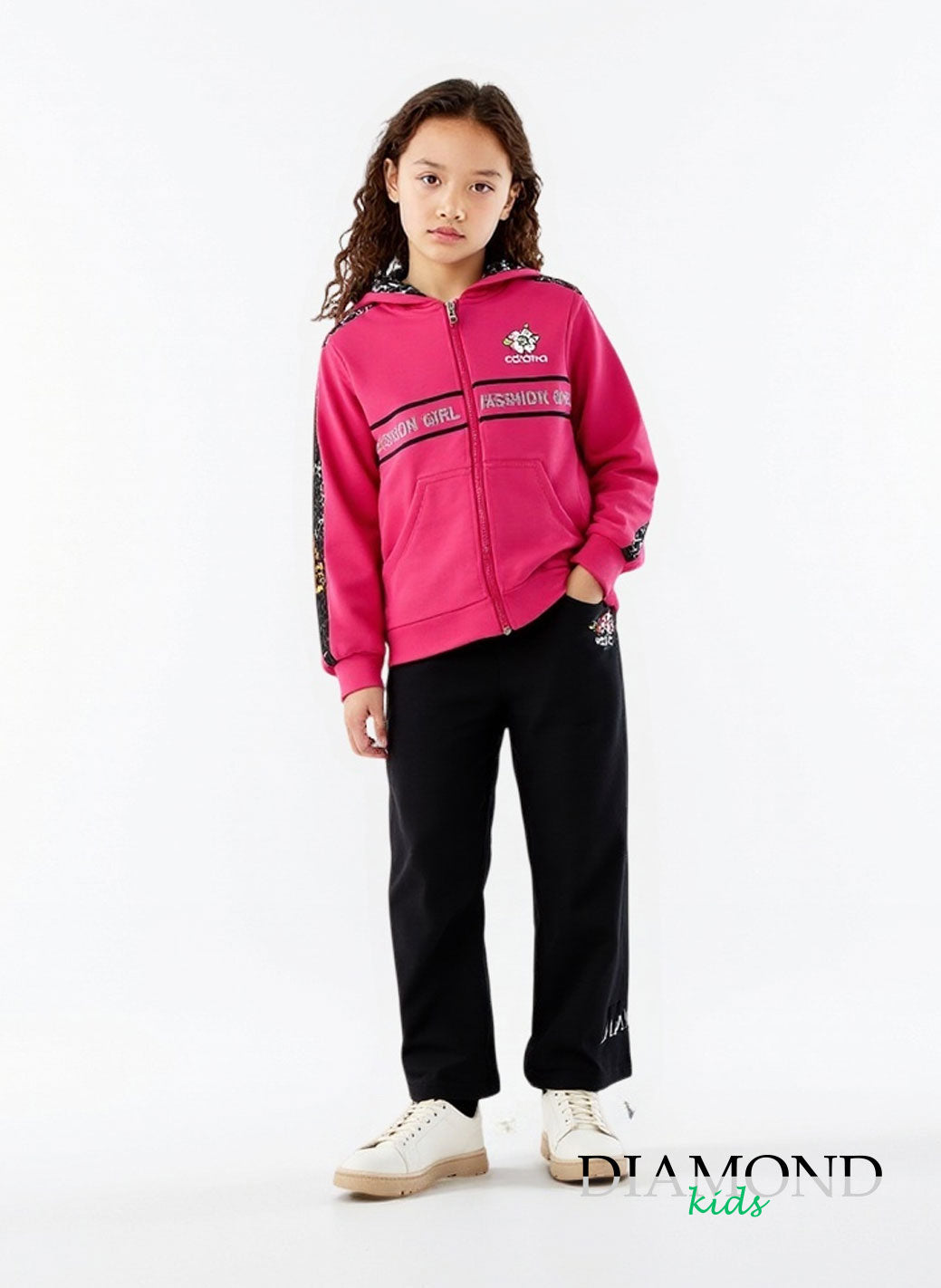 Completo Bambina Flower fucsia