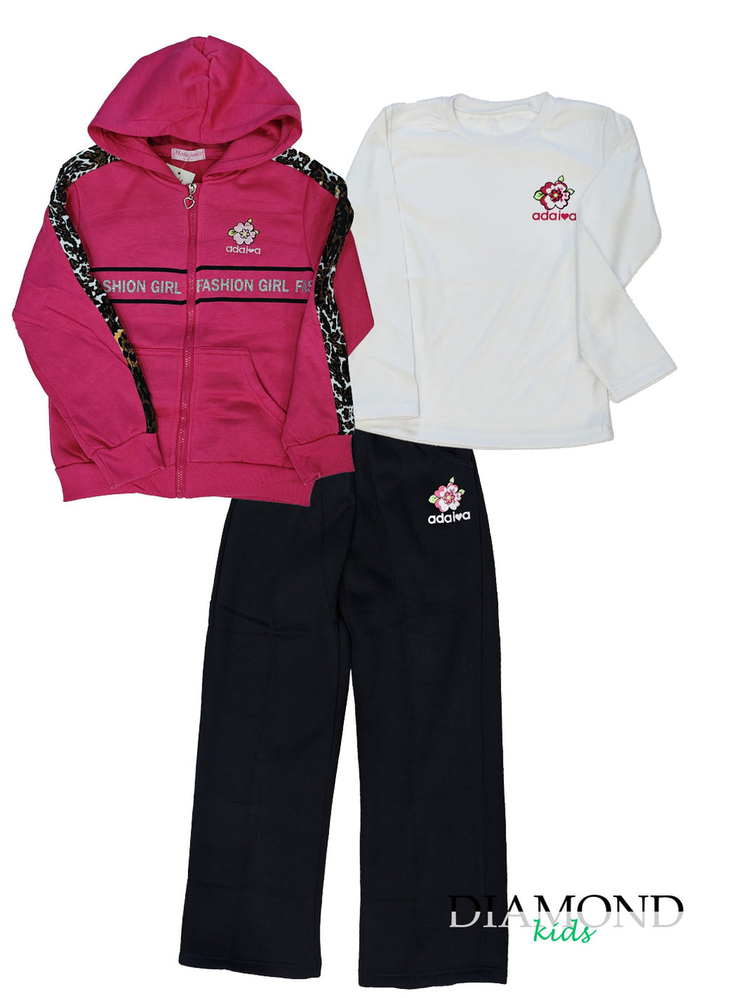 Completo Bambina Flower fucsia