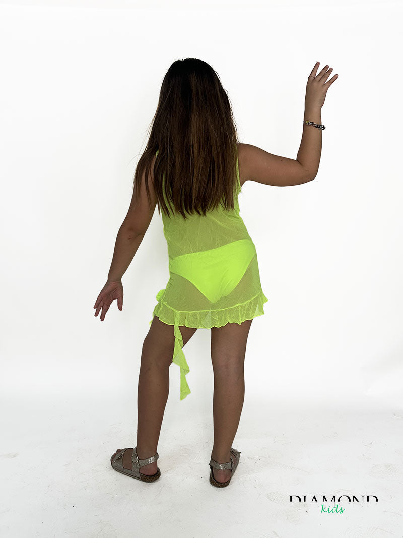 Costume Bambina Rosa giallo fluo