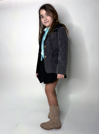 Giacca Bambina Denim cotone nero