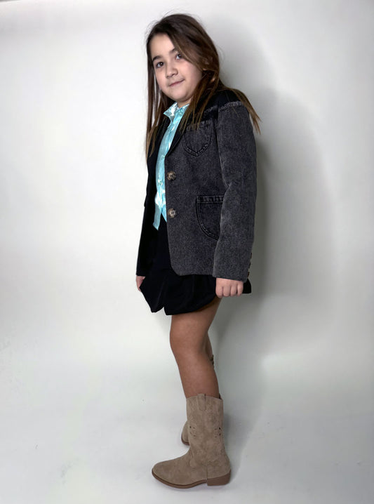 Giacca Bambina Denim cotone nero