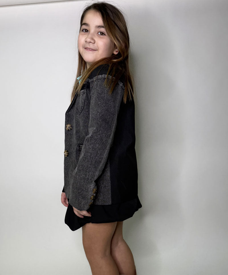 Giacca Bambina Denim cotone nero