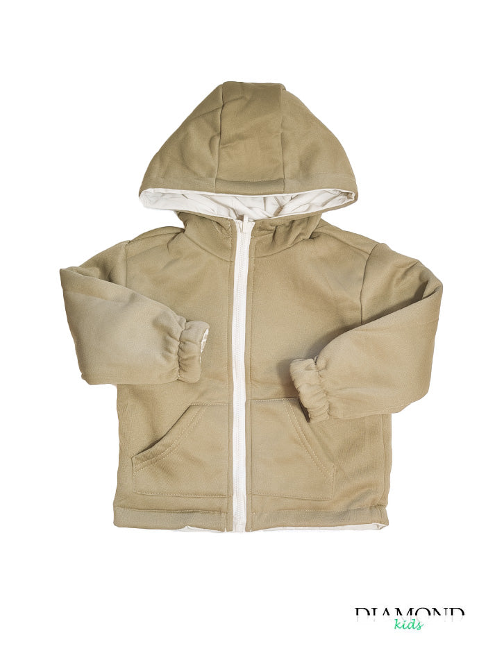 Giubbino Double Neonato beige e marrone