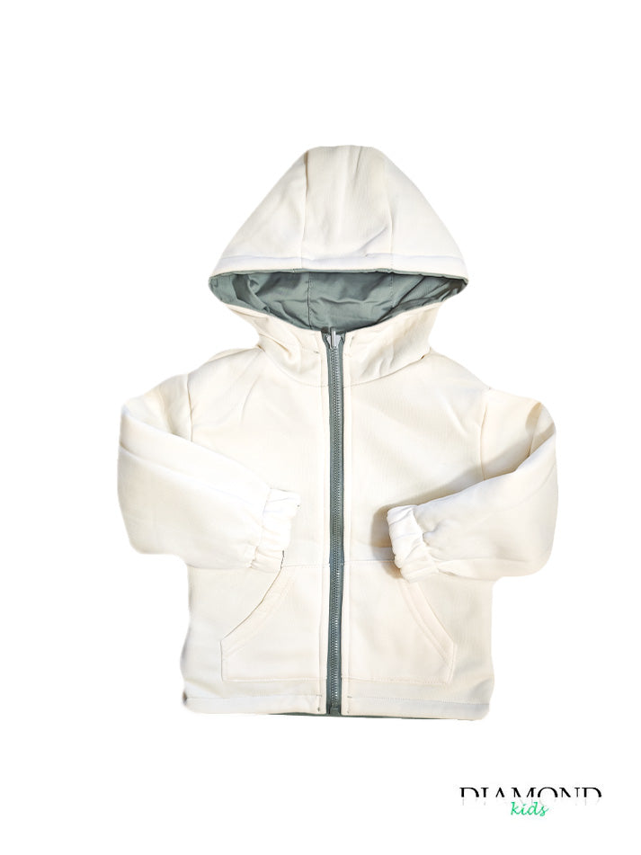 Giubbino Double Neonato verde e panna