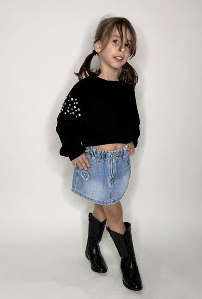 Gonna Neonata jeans cuori blu chiaro