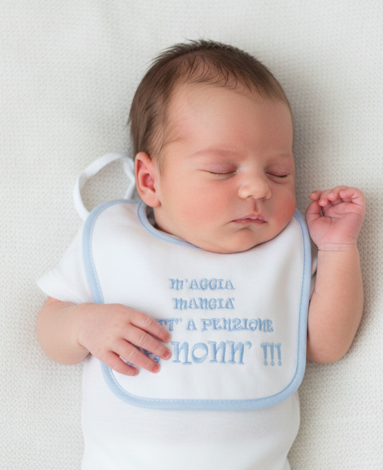 Bavetta Neonato Nonni Nancy baby azzurra