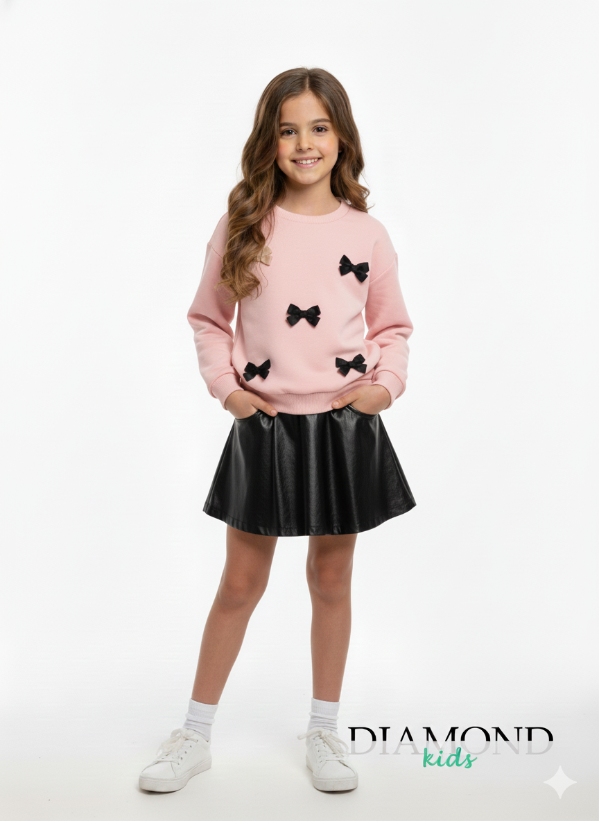 Completo Bambina Fiocchi rosa e nero