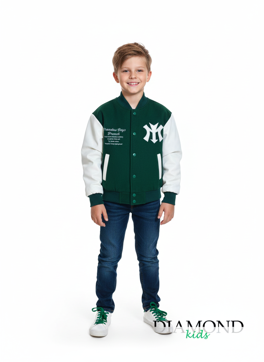 Giubbino Bambino Ecopelle Verde