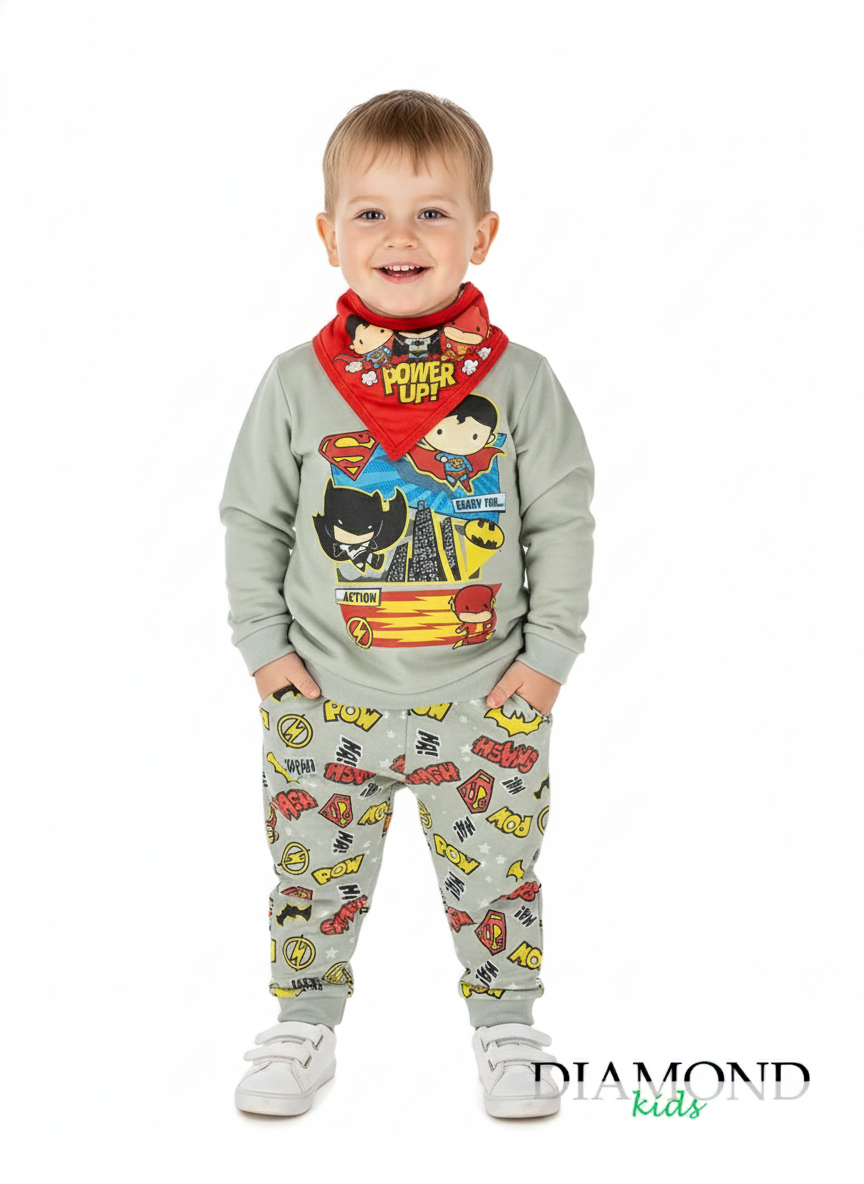 Completo Neonato Superman grigio