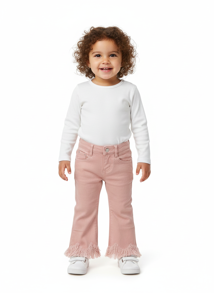Jeans Neonata Frange rosa