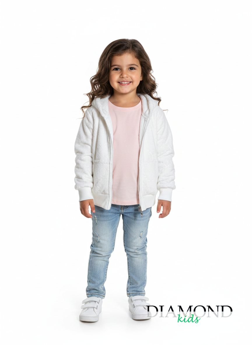 Felpa Bambina Pile bianca