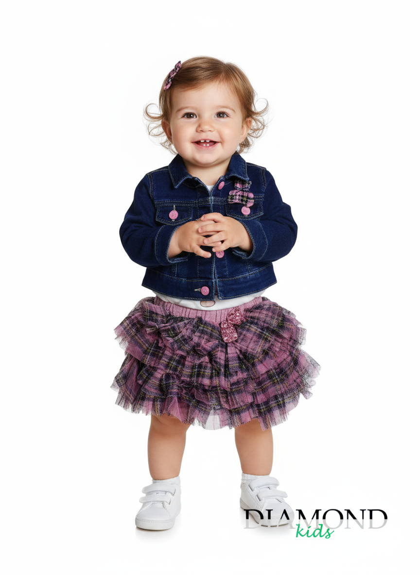 Completo Neonata Scozzese rosa