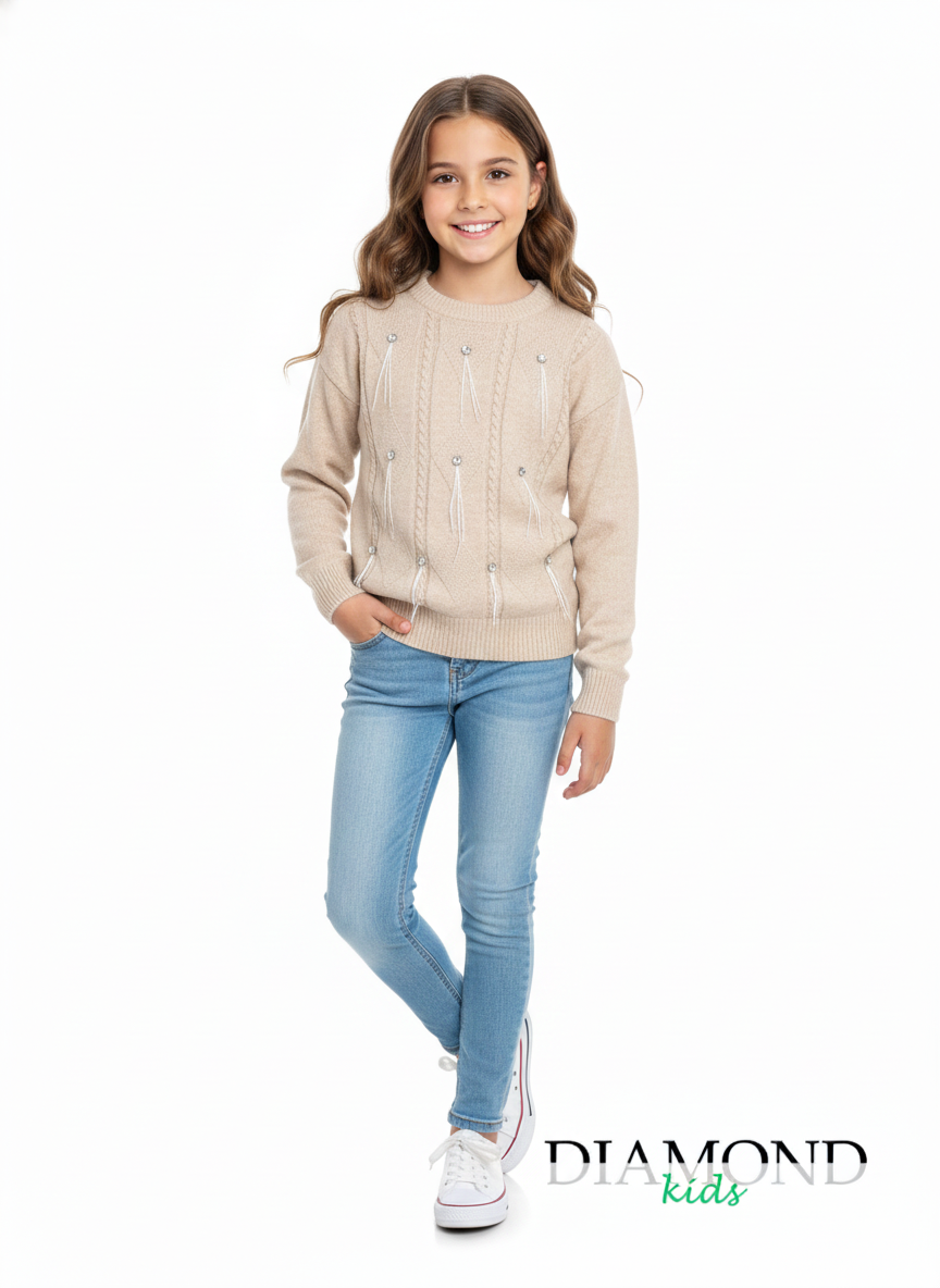 Maglia Bambina Plumes beige