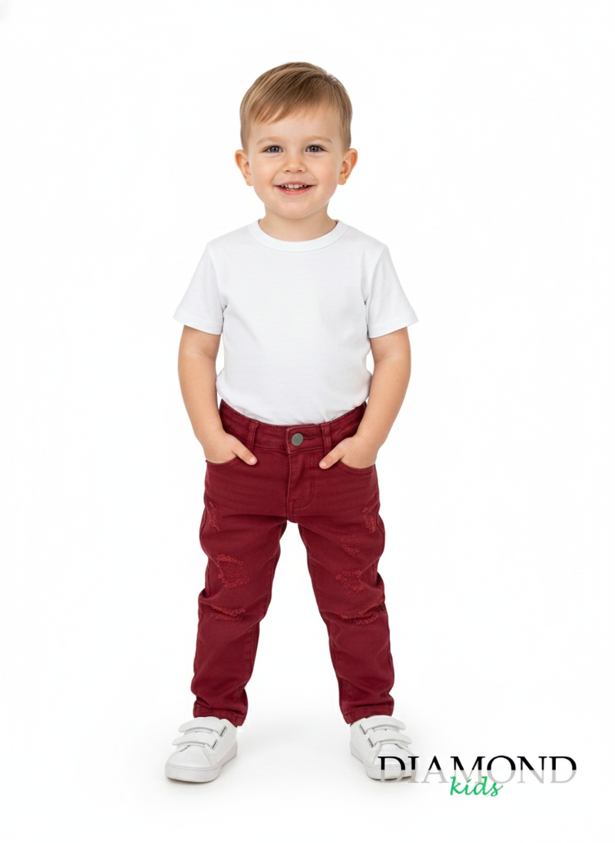 Jeans Neonato Used rosso scuro