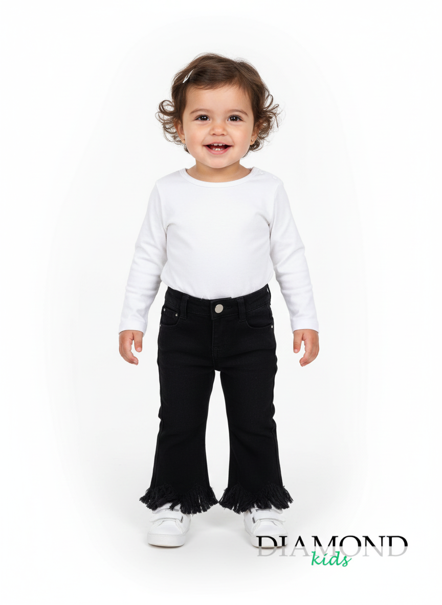 Jeans Neonata Frange nero