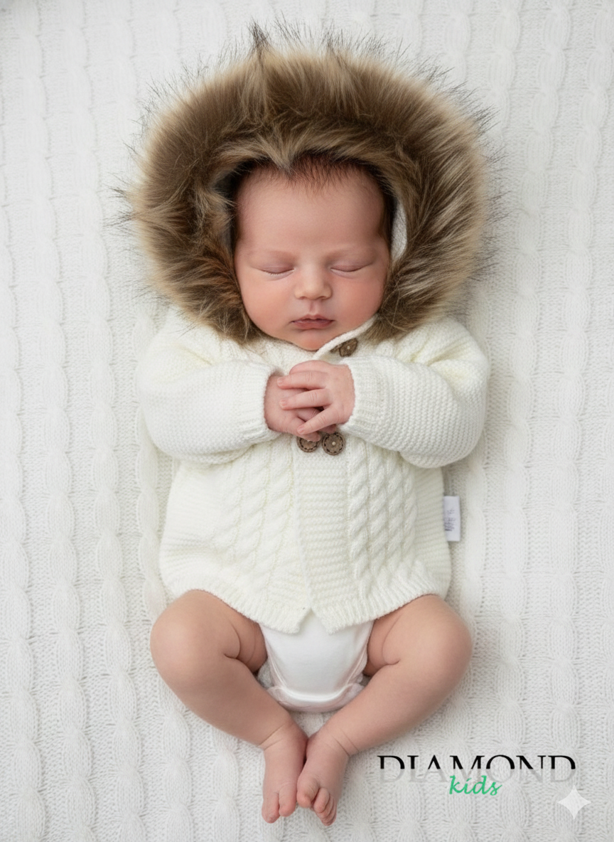 Cappotto Neonato giacchino pelliccia panna