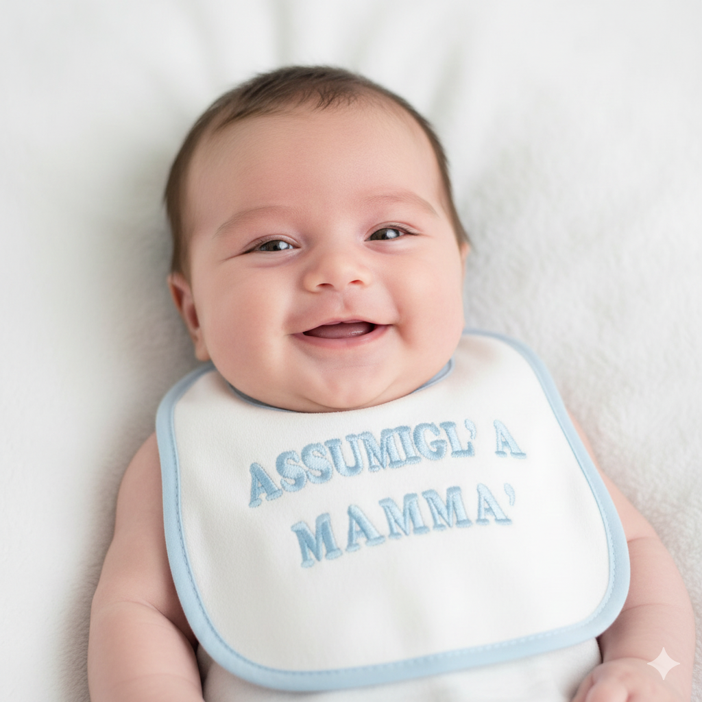 Bavetta Neonato Mamma Nancy baby azzurra