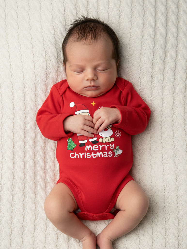 Body Neonato Natale rosso manica lunga.