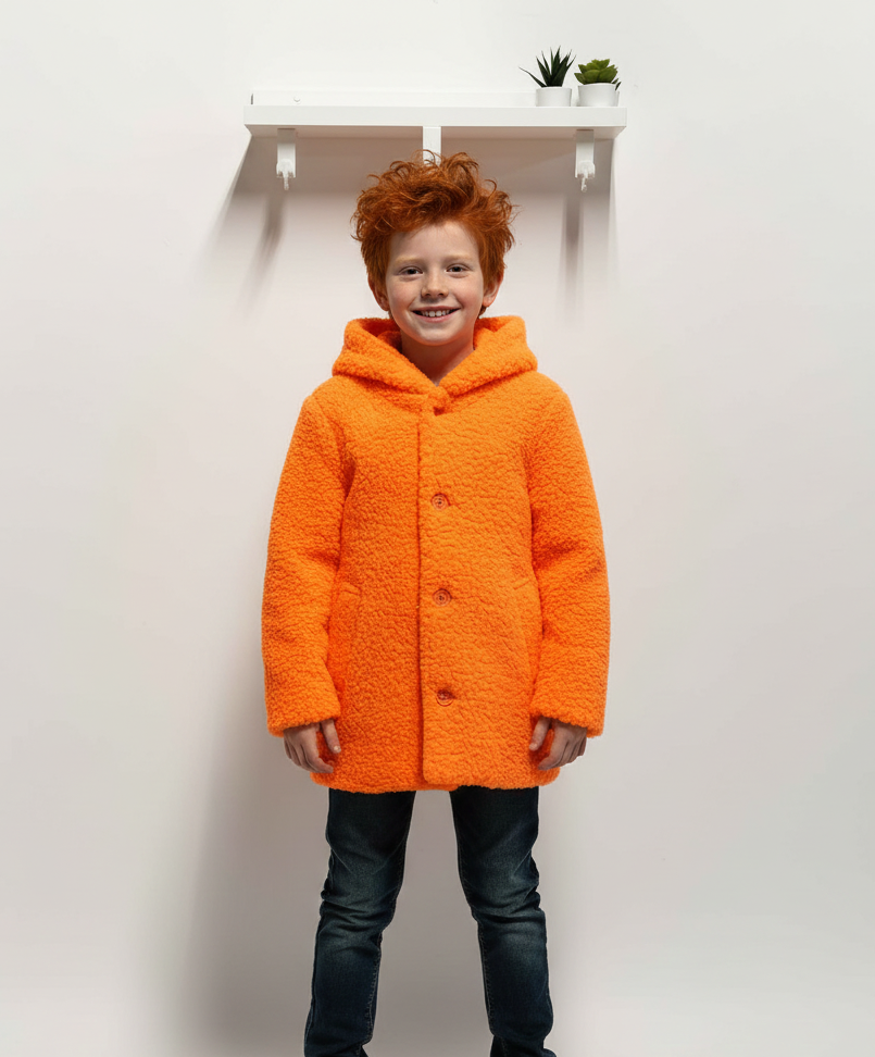 Cappotto Bambino Unisex Teddy arancio fluo