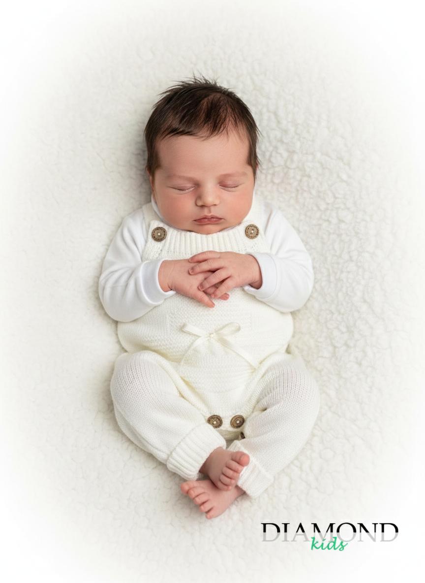 Salopette Neonata orsetto panna