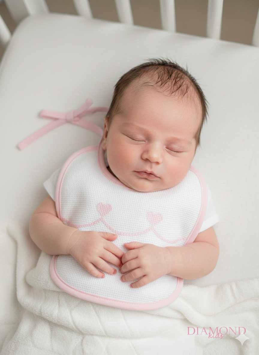 Bavetta Neonato cuori rosa