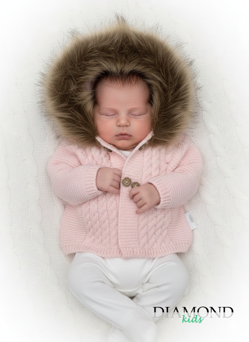 Cappotto Neonata giacchino pelliccia rosa