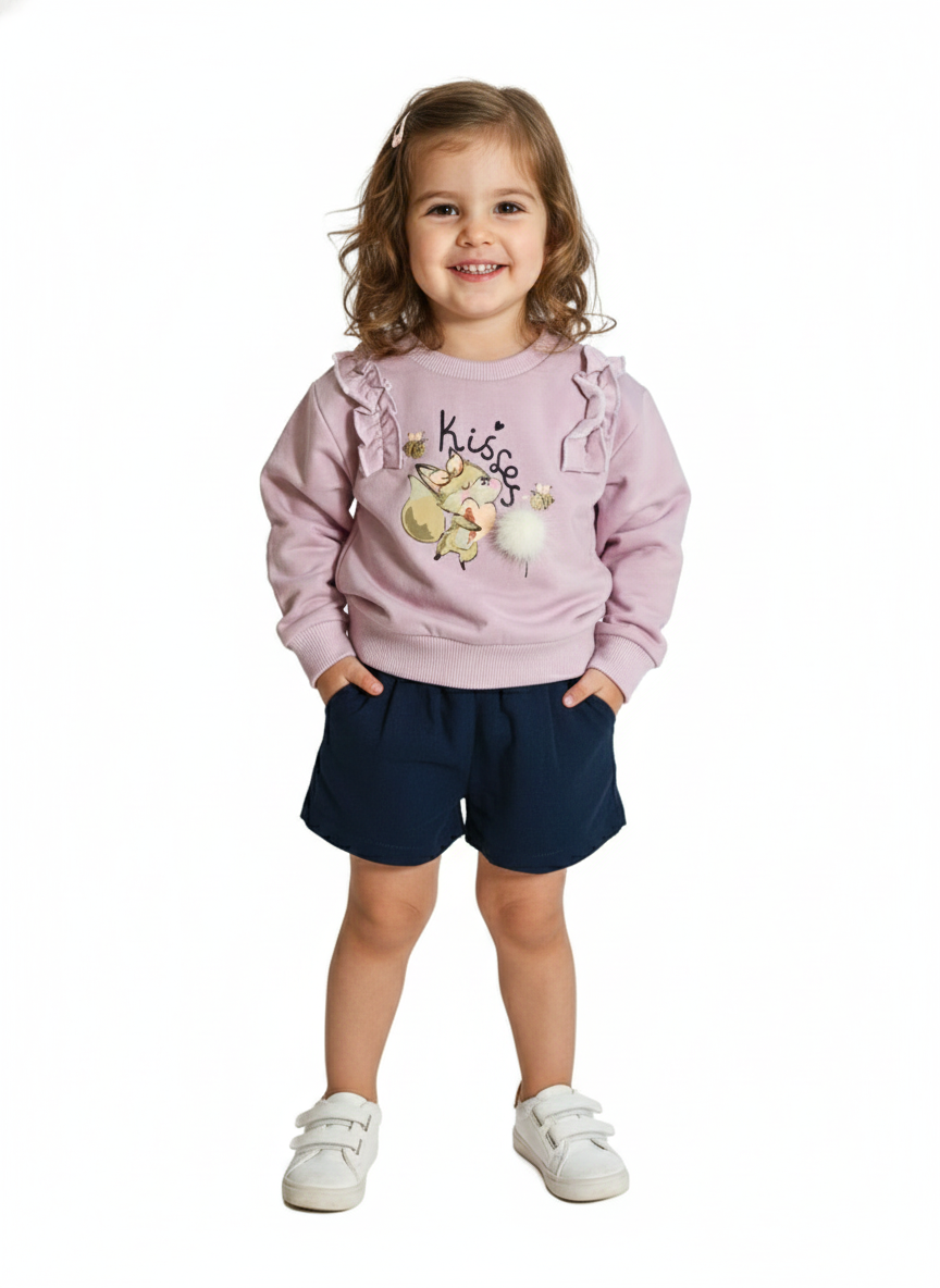 Completo Neonata Kiss malva rosa