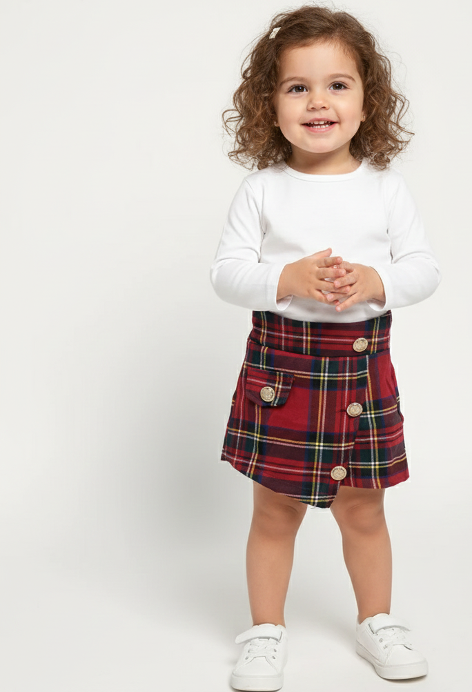 Skorts Neonata Scozzese rosso