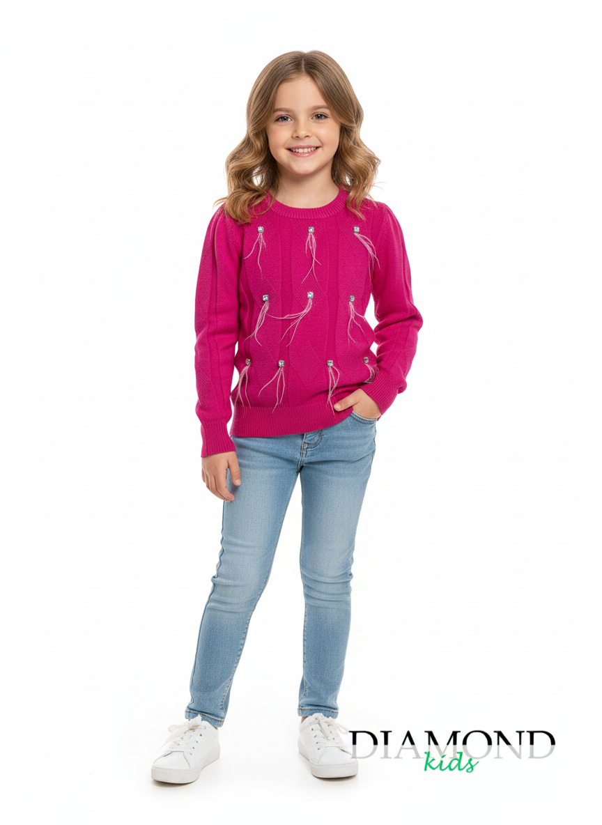 Maglia Bambina Plumes fucsia