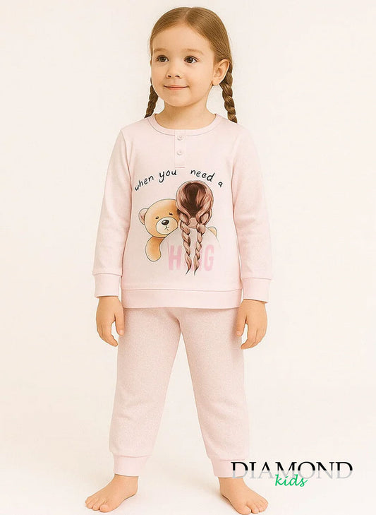 Pigiama Bambina Hug rosa
