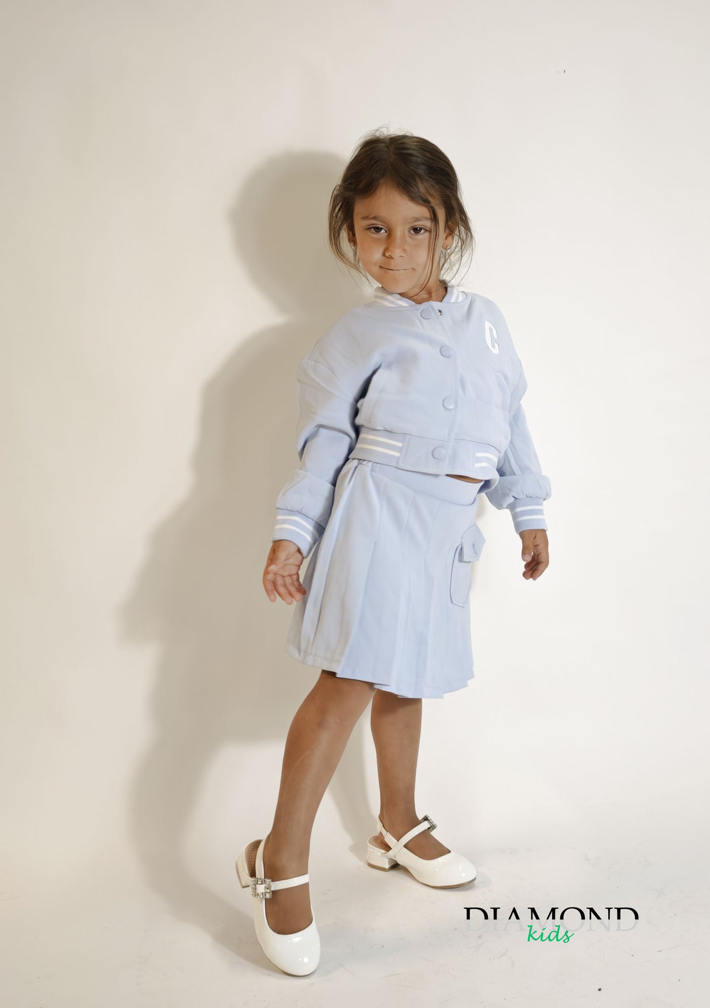 Completo Bambina College celeste chiaro