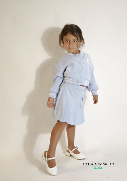 Completo Bambina College celeste chiaro