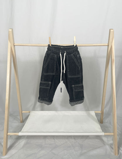 Jeans Neonato nero Street cuciture a contrasto
